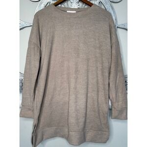 Perfect Peach Taupe Heather Soft Knit Tunic Sweatshirt Womens Size Medium NEW